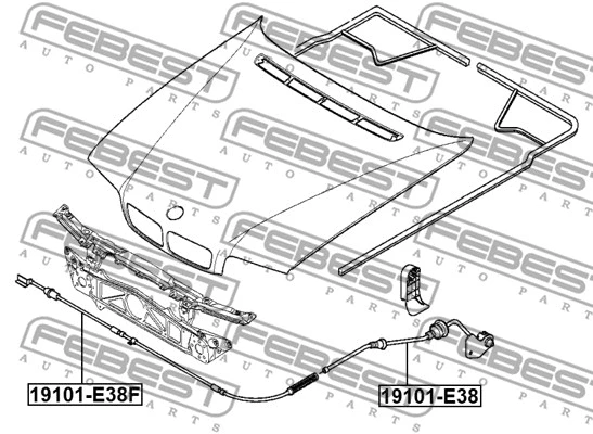19101-E38 FEBEST Тросик замка капота (фото 1)