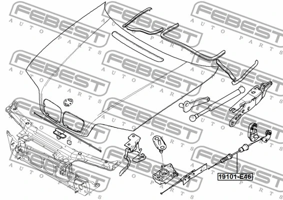 19101-E46 FEBEST Тросик замка капота (фото 1)