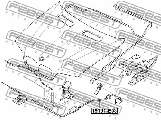 19101-E53 FEBEST Тросик замка капота (фото 2)