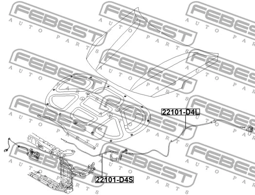 22101-D4L FEBEST Тросик замка капота (фото 2)