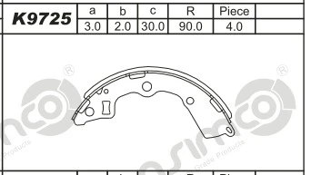 K9725 ASIMCO Комплект тормозных колодок (фото 2)