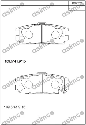 KD4202 ASIMCO Комплект тормозных колодок, дисковый тормоз (фото 3)