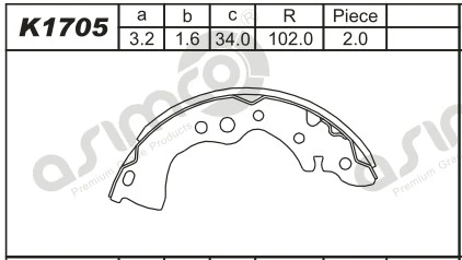 K1705 ASIMCO Комплект тормозных колодок (фото 2)