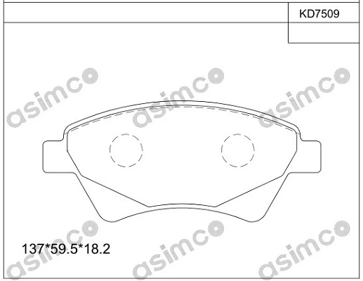 KD7509 ASIMCO Комплект тормозных колодок, дисковый тормоз (фото 2)