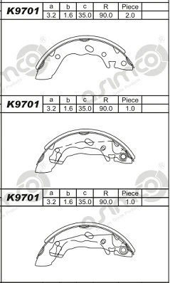 K9701 ASIMCO Комплект тормозных колодок (фото 2)