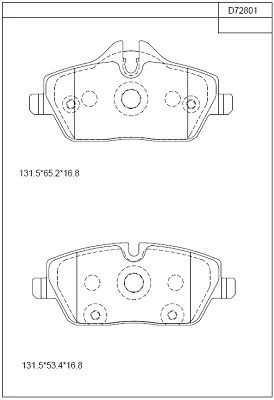 KD72801 ASIMCO Комплект тормозных колодок, дисковый тормоз (фото 2)