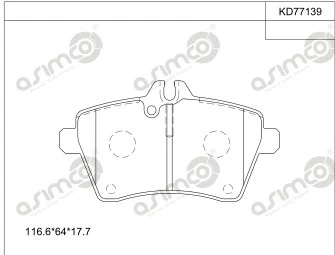 KD77139 ASIMCO Комплект тормозных колодок, дисковый тормоз (фото 2)