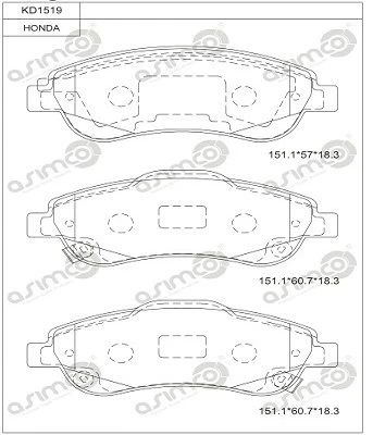 KD1519 ASIMCO Комплект тормозных колодок, дисковый тормоз (фото 2)