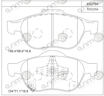 KD2784 ASIMCO Комплект тормозных колодок, дисковый тормоз (фото 3)