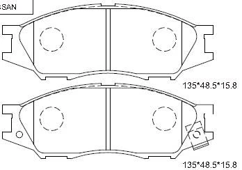 KD2725 ASIMCO Комплект тормозных колодок, дисковый тормоз (фото 2)