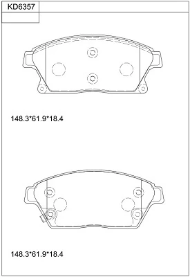KD6357 ASIMCO Комплект тормозных колодок, дисковый тормоз (фото 2)