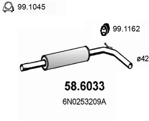 58.6033 ASSO Средний глушитель выхлопных газов (фото 3)