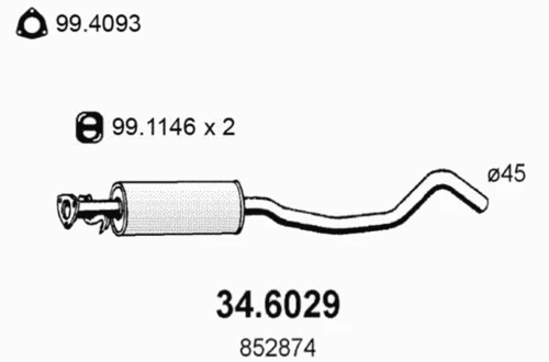 34.6029 ASSO Средний глушитель выхлопных газов (фото 2)