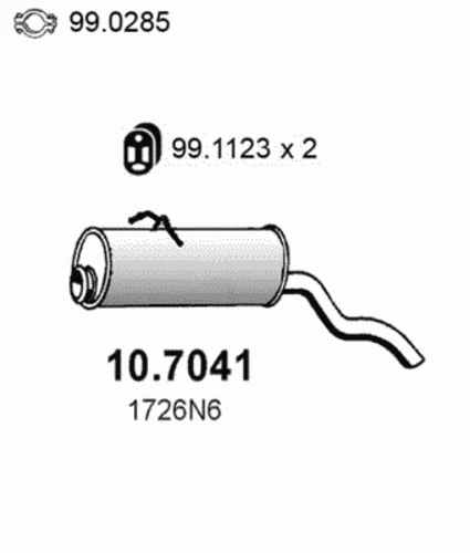 10.7041 ASSO Глушитель выхлопных газов конечный (фото 1)