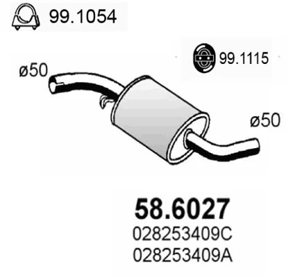 58.6027 ASSO Средний глушитель выхлопных газов (фото 3)