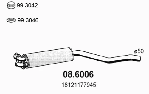 08.6006 ASSO Средний глушитель выхлопных газов (фото 2)