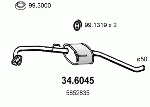34.6045 ASSO Средний глушитель выхлопных газов (фото 2)