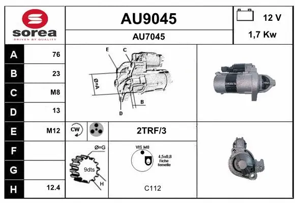 AU9045 SNRA Стартер (фото 1)