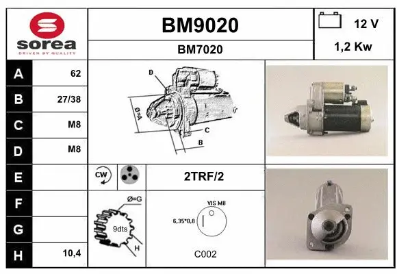 BM9020 SNRA Стартер (фото 1)