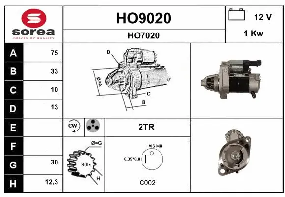 HO9020 SNRA Стартер (фото 1)