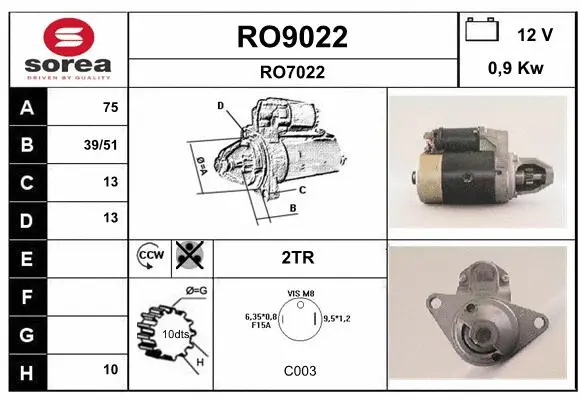 RO9022 SNRA Стартер (фото 1)