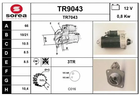 TR9043 SNRA Стартер (фото 1)