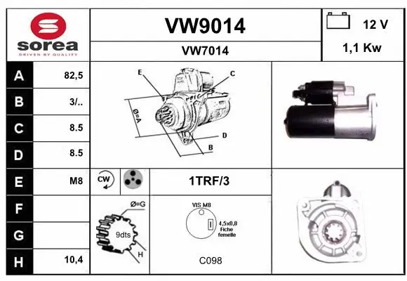 VW9014 SNRA Стартер (фото 1)