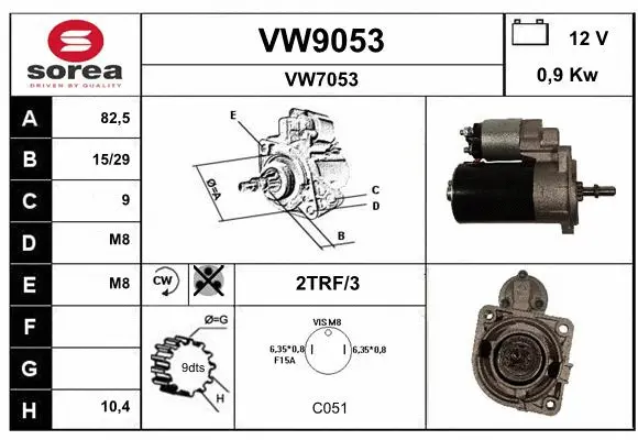 VW9053 SNRA Стартер (фото 1)