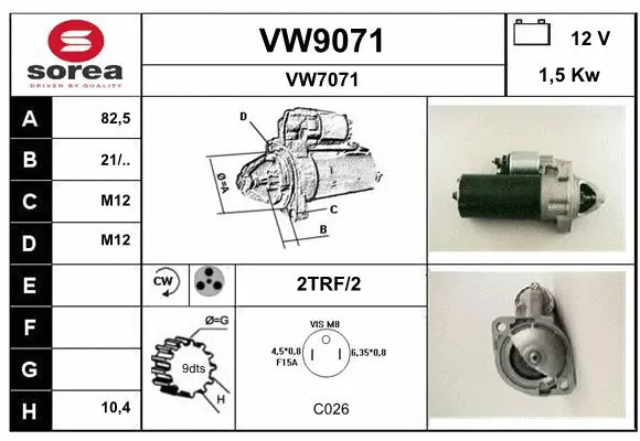 VW9071 SNRA Стартер (фото 1)