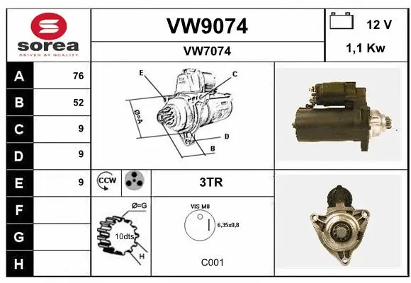 VW9074 SNRA Стартер (фото 1)