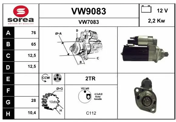 VW9083 SNRA Стартер (фото 1)