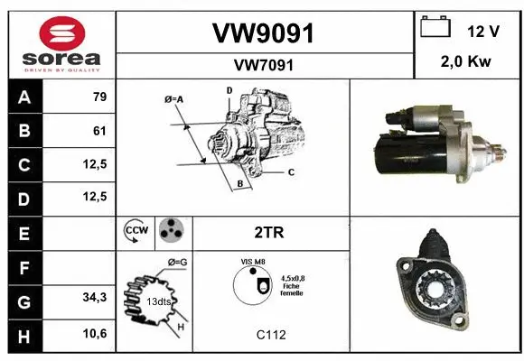 VW9091 SNRA Стартер (фото 1)