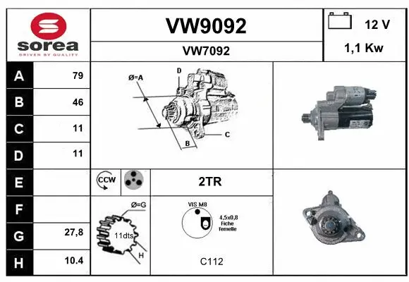 VW9092 SNRA Стартер (фото 1)