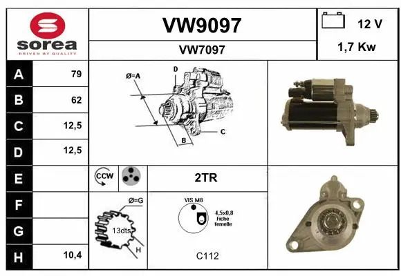 VW9097 SNRA Стартер (фото 1)