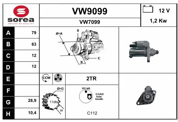 VW9099 SNRA Стартер (фото 1)