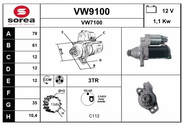 VW9100 SNRA Стартер (фото 1)