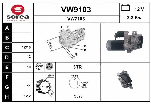 VW9103 SNRA Стартер (фото 1)