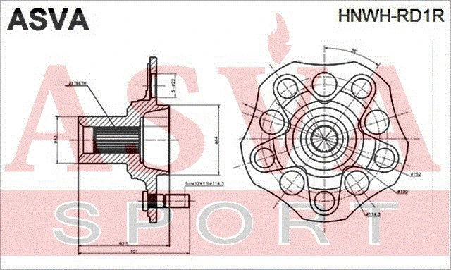 HNWH-RD1R ASVA Ступица колеса (фото 4)