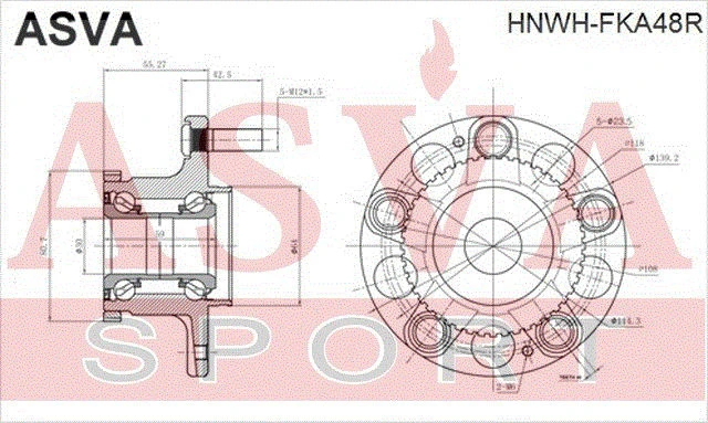 HNWH-FKA48R ASVA Ступица колеса (фото 4)