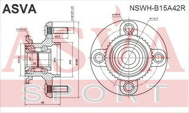 NSWH-B15A42R ASVA Ступица колеса (фото 4)