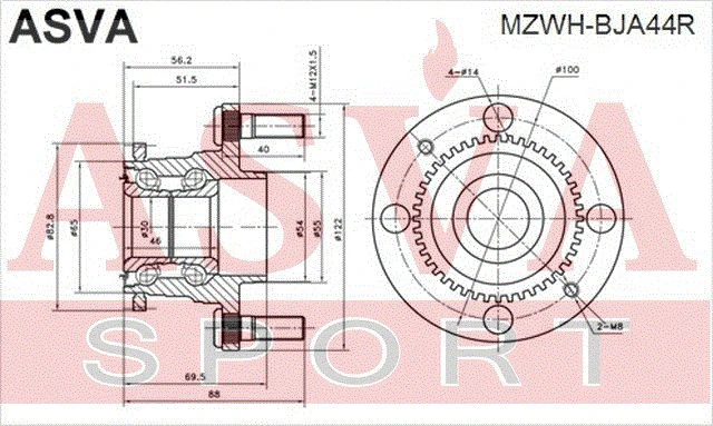 MZWH-BJA44R ASVA Ступица колеса (фото 4)
