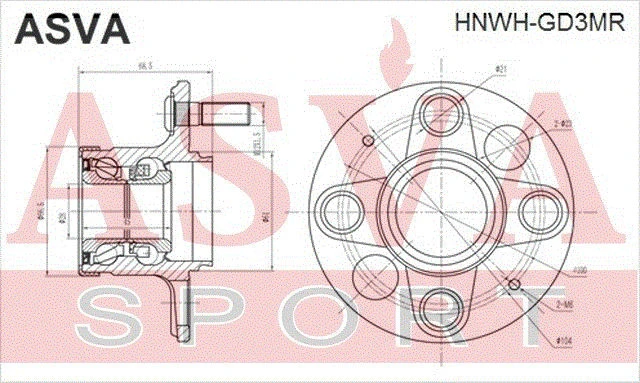 HNWH-GD3MR ASVA Ступица колеса (фото 2)