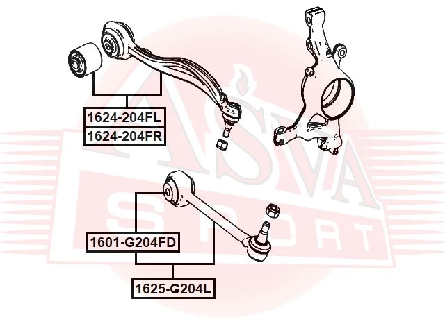 1625-G204L ASVA Рычаг независимой подвески колеса, подвеска колеса (фото 2)