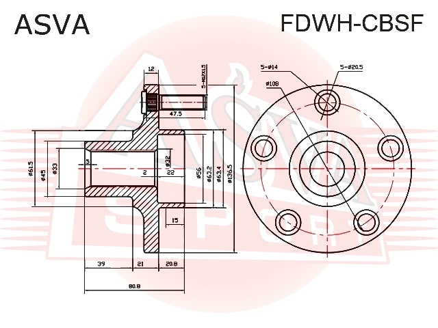 FDWH-CBSF ASVA Ступица колеса (фото 3)
