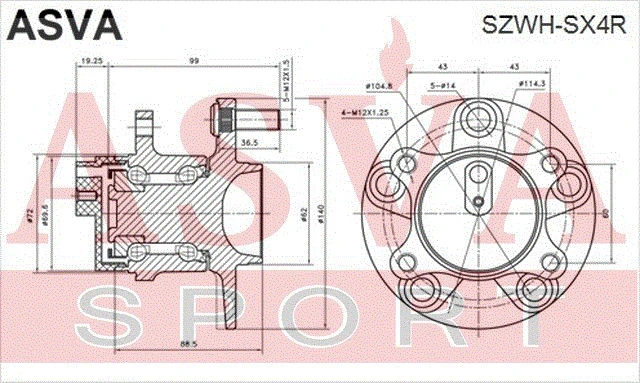 SZWH-SX4R ASVA Ступица колеса (фото 4)