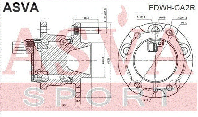 FDWH-CA2R ASVA Ступица колеса (фото 4)