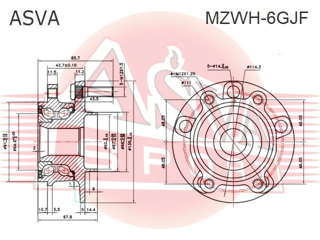 MZWH-6GJF ASVA Ступица колеса (фото 3)