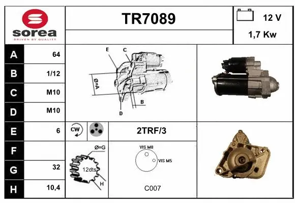 TR7089 SERA Стартер (фото 1)