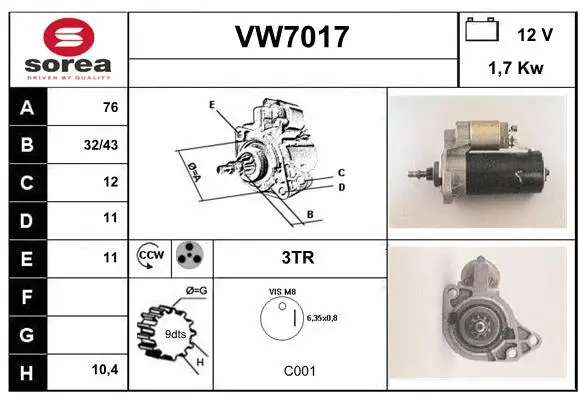 VW7017 SERA Стартер (фото 1)