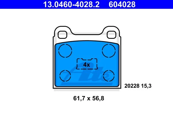 13.0460-4028.2 ATE Комплект тормозных колодок, дисковый тормоз (фото 2)